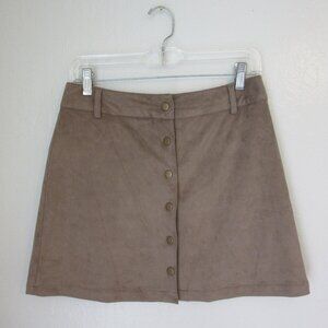 MARINE LAYER Brown Ultrasuede Small Snap Front Closure Mini Skirt